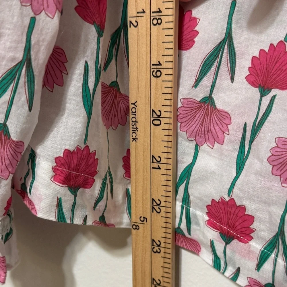 J. Crew Floral Tie Back Ruffle Top Size Medium Pink